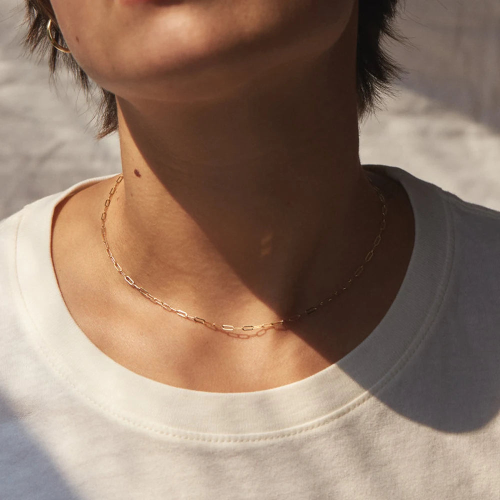 eManco Gold Color 316 Stainless Steel Chain Necklace Women Chain Choker for Woman Brand Jewelry