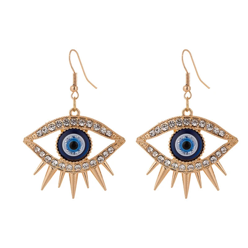 New Luxury Rhinestone Evil Eye Statement Drop Earrings 2020 For Women Punk Vintage Tassel Dangle Hanging Earring Jewelry Gifts