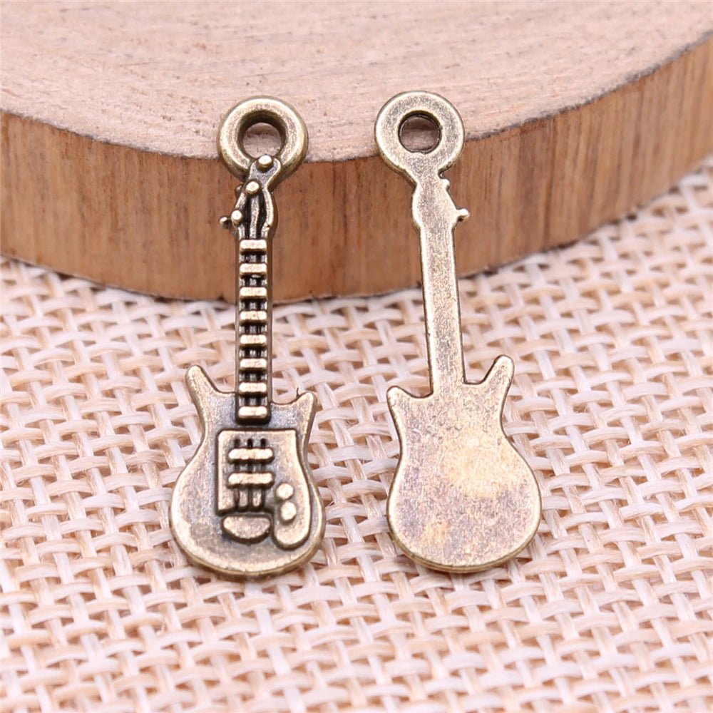 WYSIWYG 20pcs 24x7mm Antique Silver Color Guitar Charms Pendant For Jewelry Making DIY Jewelry Findings