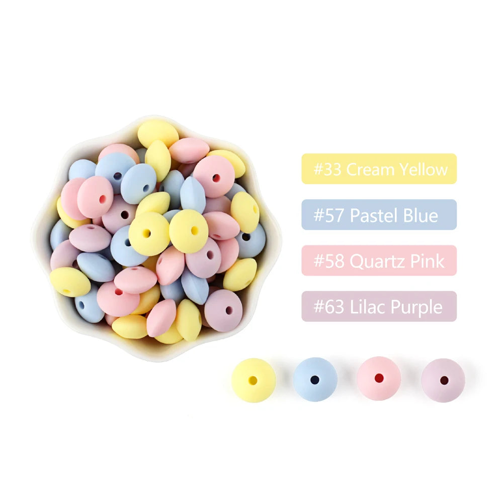 20Pcs Silicone Beads Baby 12MM Lentil Beads DIY Pacifier Clips Chain Pendant BPA Free Eco-friendly Baby Teether Toys Accessories