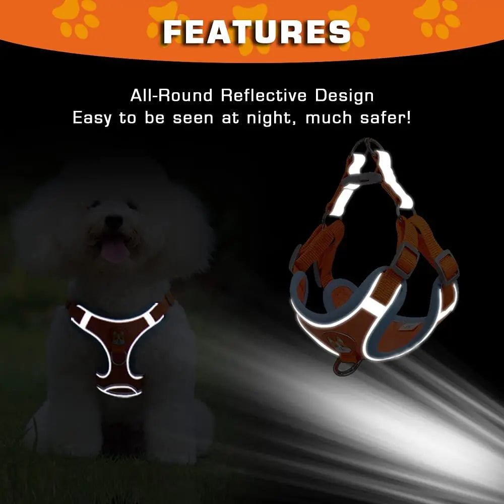 Pet Dog harness and leash set Reflect light Adjustable Puppy harness No Pull Outdoors Travel harness Dog Cute Pet Accessories