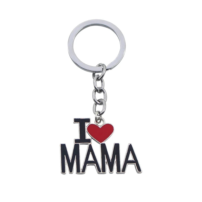 I Love MOM&MAMA&DAD&PAPA Hollow Letters Keychain for Women Men Jewelry Backpack Key Chain Father's Day and Mother's Day Gifts