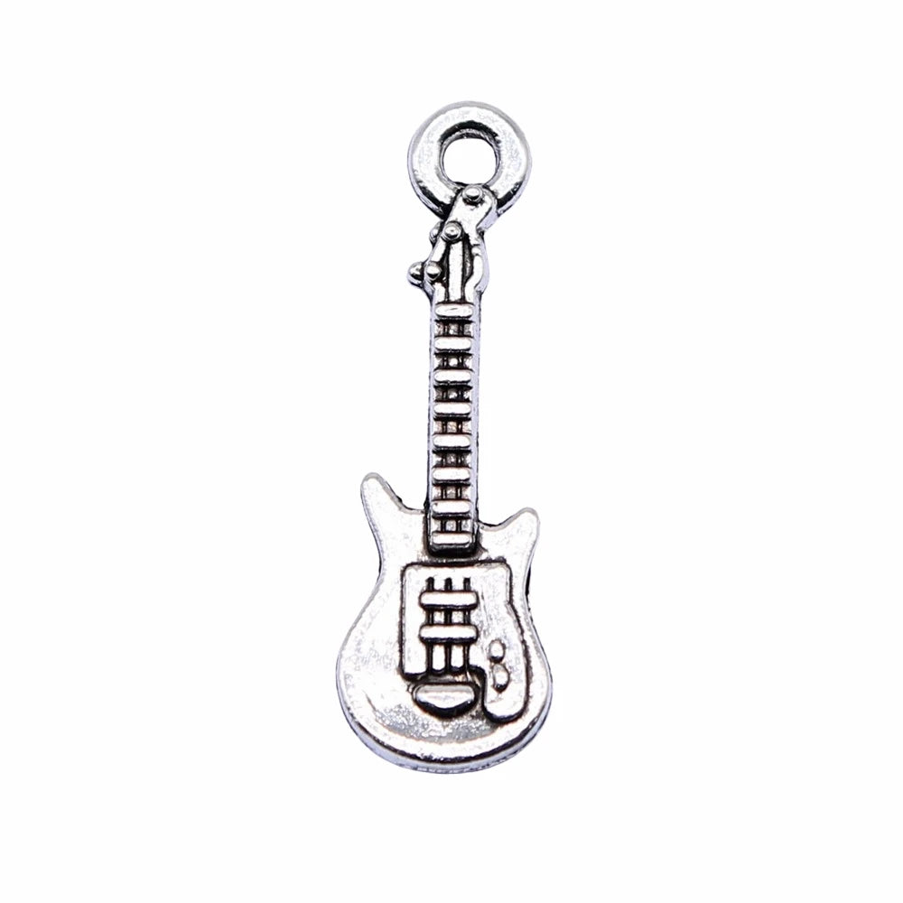 WYSIWYG 20pcs 24x7mm Antique Silver Color Guitar Charms Pendant For Jewelry Making DIY Jewelry Findings