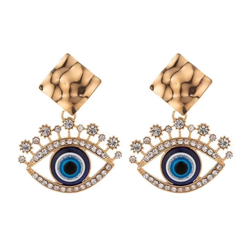 New Luxury Rhinestone Evil Eye Statement Drop Earrings 2020 For Women Punk Vintage Tassel Dangle Hanging Earring Jewelry Gifts