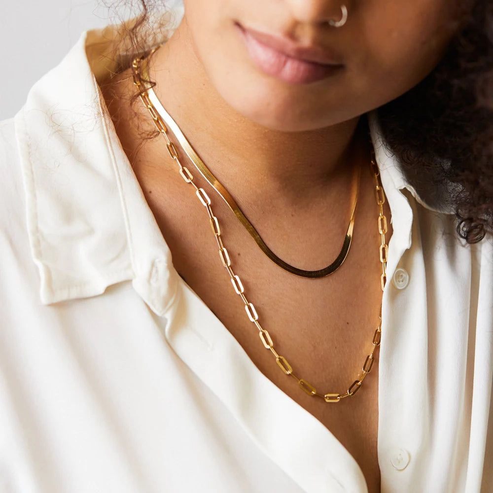 eManco Gold Color 316 Stainless Steel Chain Necklace Women Chain Choker for Woman Brand Jewelry