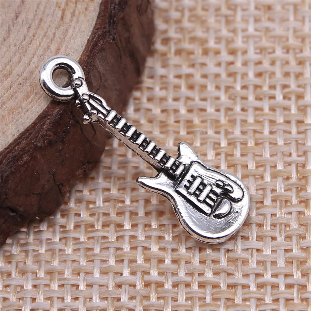 WYSIWYG 20pcs 24x7mm Antique Silver Color Guitar Charms Pendant For Jewelry Making DIY Jewelry Findings