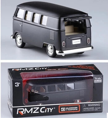 Boxed alloy car models vw bus scrub dull car model toys