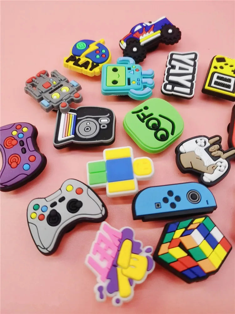Game Style Shoe Charms Funny Pattern Buckle Accessories Croc Clogs Charm Decor Adult Children Gifts Halloween Party Decorations