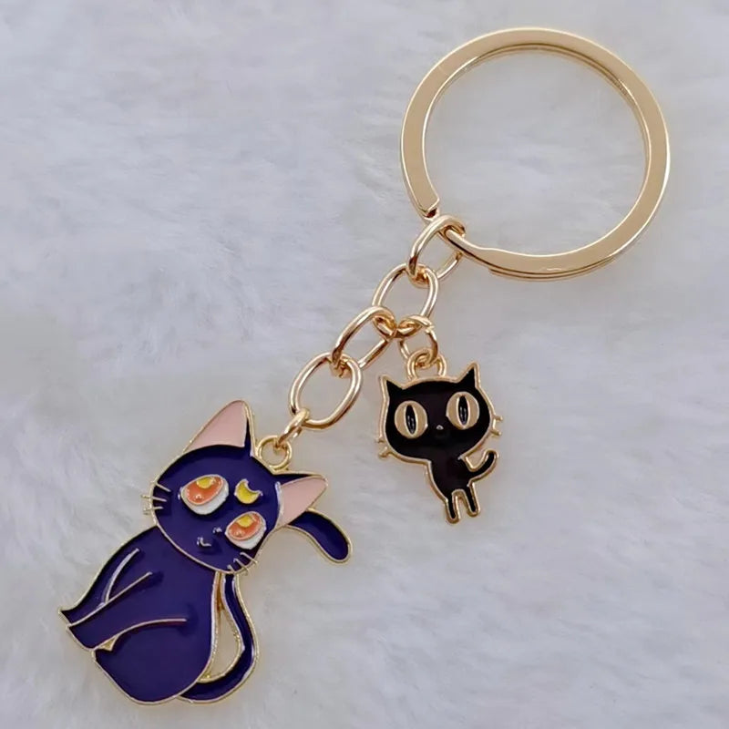 Cute keychain enamel color cat keychain animal gift ladies men handbag accessories car hanging DIY handmade jewelry