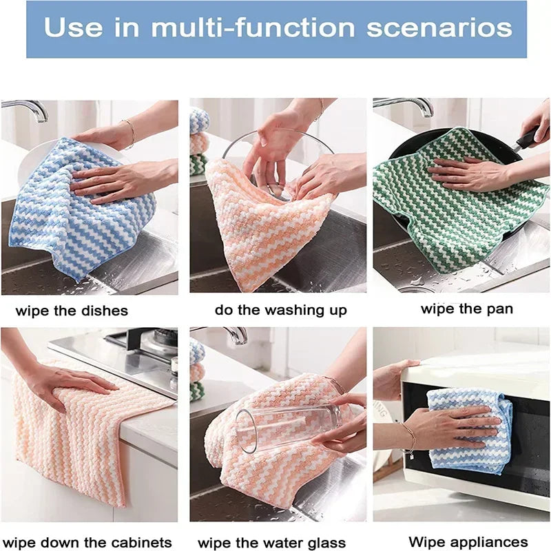 4pcs Coral Fleece Dishcloth Microfiber Towel Super Absorbent Washing Pad Bath Towels for the Body Wet and Dry Sauna Dish Towel
