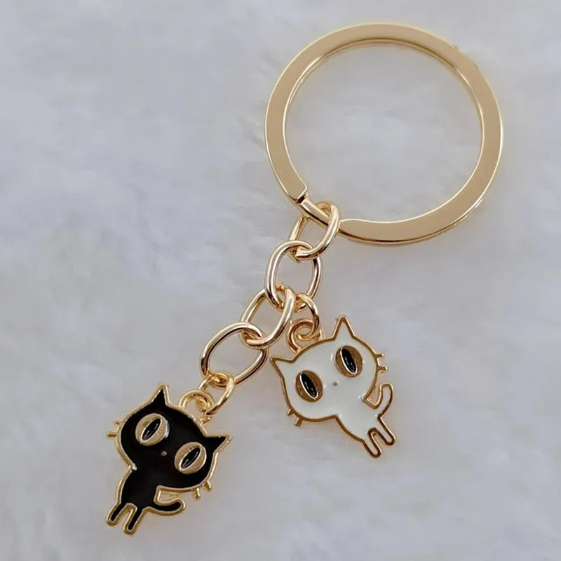 Cute keychain enamel color cat keychain animal gift ladies men handbag accessories car hanging DIY handmade jewelry