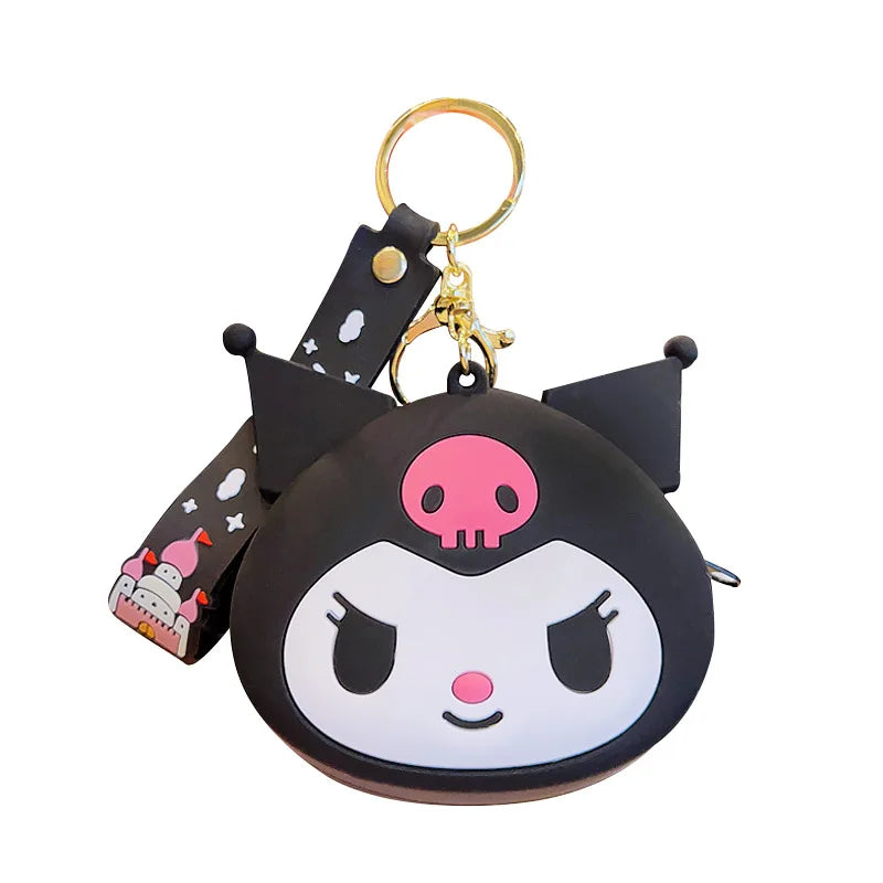 Sanrio Keychain Hello Kitty Kuromi Melody Cinnamoroll Wallet Coin Purse Earphone Organizer Data Cable Organizer Bag Key Ring