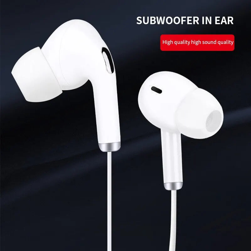 White Wired Headset With Microphone In Ear Game Mobile Phone Computer Live Recording 3.5 Interface Macaron Headset