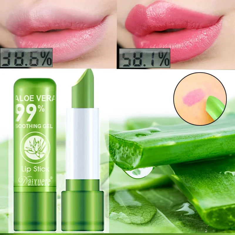 1pcs Waterproof Color Changing Lipstick Long Lasting Not Easy To Fade Aloe Vera Lipstick Moisturizing Color Nourishing Lip Balm