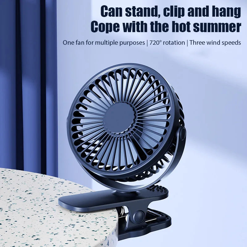 3 Mode USB Mini Clip-on Fan Mute Desktop Fan Summer Portable Air Circulating USB Fan Cooling Ventilador Baby Stroller Clip Fan