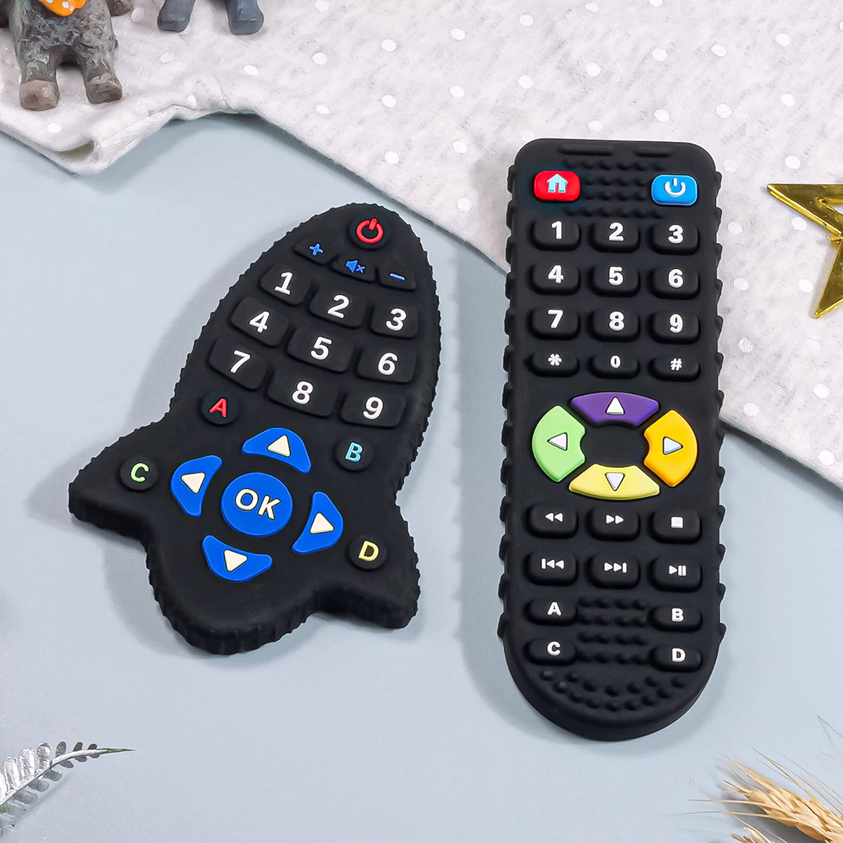 TYRY.HU Baby Silicone Teether Toys Remote Control Shape Teether Rodent Gum Pain Relief Teething Toy Kids Sensory Educational
