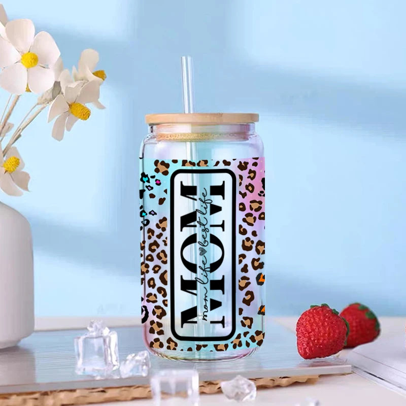 MOM MAMA Mather's Day Sticker UV DTF Cup Wrap Iron On Transfer For Glass Can Wraps 16oz Libbey D2727