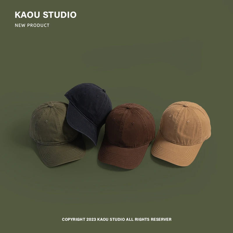 Men's and Women's Four Solid Color Peaked Cap Korean Style Simple and Casual All-Matching Baseball Cap Soft Top Curved Brim Hat
