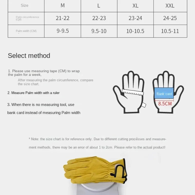 Work Gloves Sheepskin Leather Workers Work Welding Safety Protection Garden Sports Motorcycle Driver Wear-resistant Gloves