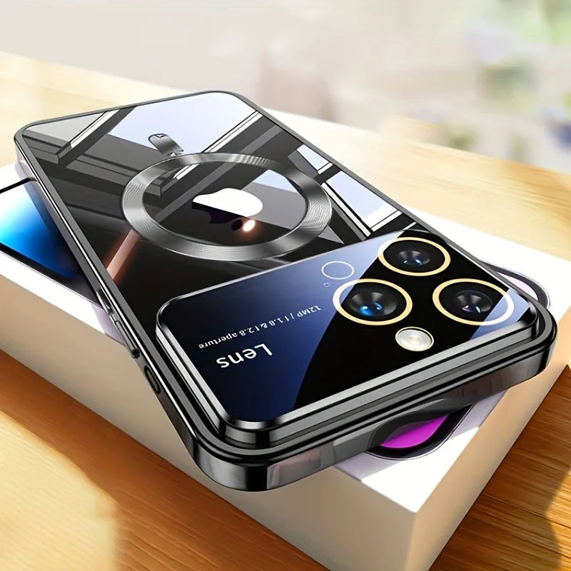 Luxury Magnetic For Magsafe Wireless Charge Clear Case For iPhone 15 14 13 12 11 Pro Max Plus Slim Plating Soft Silicone Cover