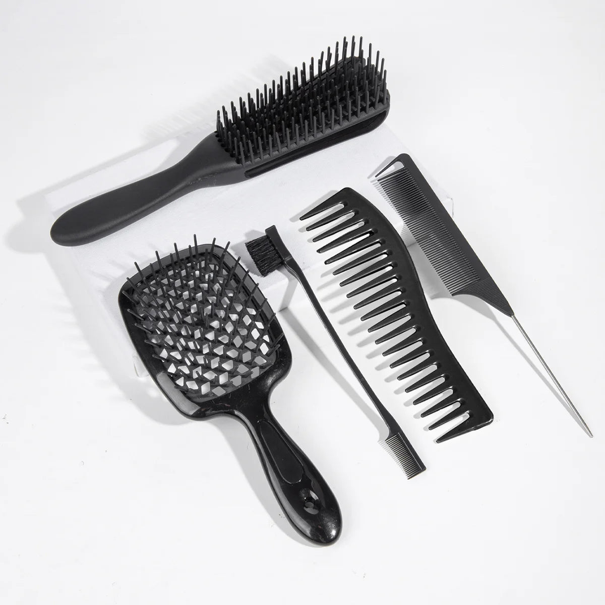 5 pcs/Set Detangling Brush Set Scalp Massage Hair Comb Dual Edge Brush Styling Comb for Curly/Straight/Wet/Dry/Long/Short Hair