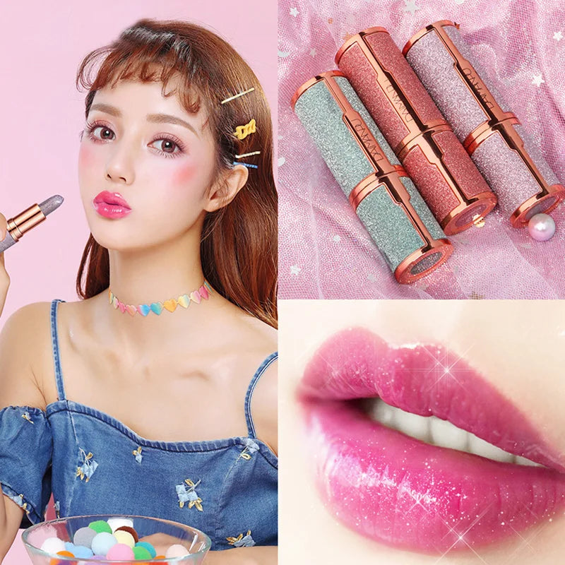 Waterproof Diamond Lipstick Long Lasting Temperature Change Matte Glitter Lipsticks Non Stick Red Pink Lip Tint Makeup Cosmetics