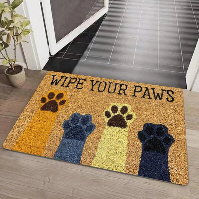 1pc Cat Paw Print Doormat Kitchen Rug Absorbent Floor Mat For Household Home Decorative Entrance Door Rmats Welcome Mats Carpets