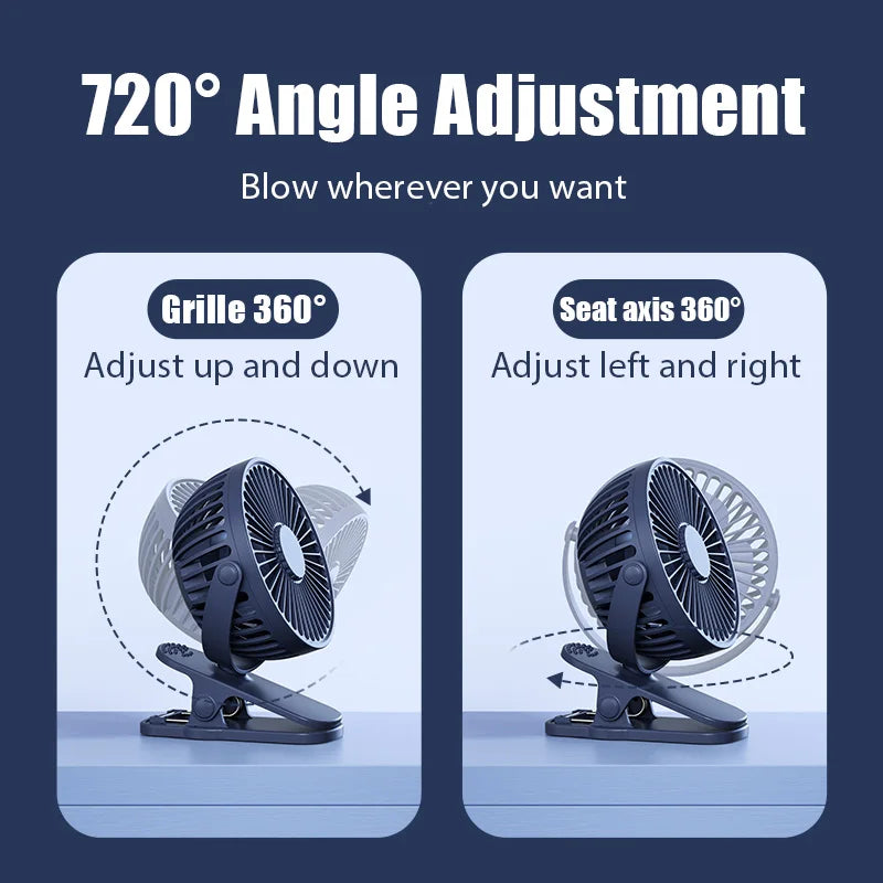 3 Mode USB Mini Clip-on Fan Mute Desktop Fan Summer Portable Air Circulating USB Fan Cooling Ventilador Baby Stroller Clip Fan
