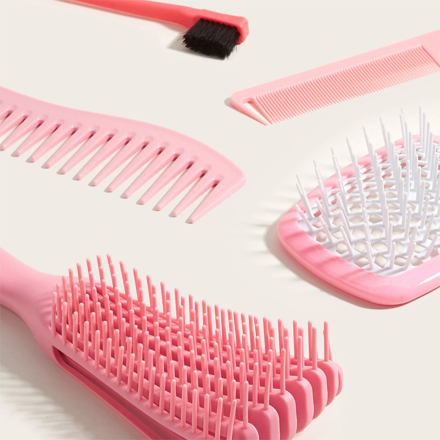 5 pcs/Set Detangling Brush Set Scalp Massage Hair Comb Dual Edge Brush Styling Comb for Curly/Straight/Wet/Dry/Long/Short Hair