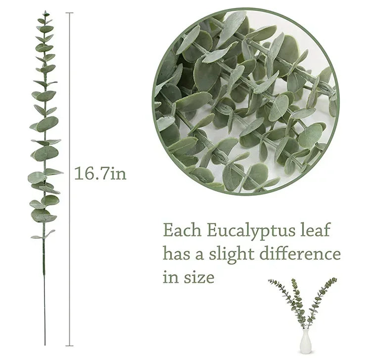 10/20PCS Eucalyptus Artificial Leaves Branches Fake Plants for DIY Christmas Wreath Wedding New Year Party Table Home Decoration