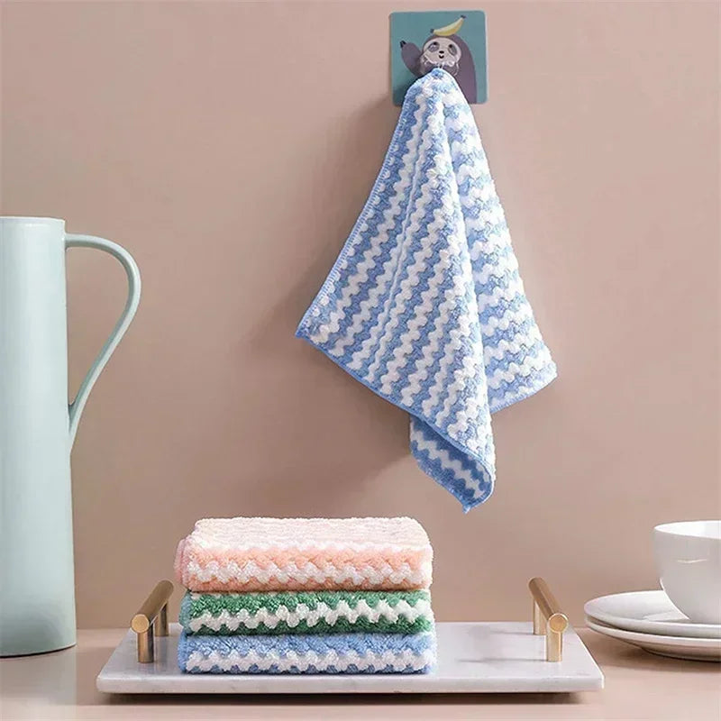 4pcs Coral Fleece Dishcloth Microfiber Towel Super Absorbent Washing Pad Bath Towels for the Body Wet and Dry Sauna Dish Towel