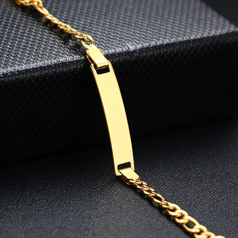 Vnox Personalize Custom Baby Name Bracelet Gold Tone Solid Stainless Steel Adjustable Bracelet New Born to Child Girls Boys Gift