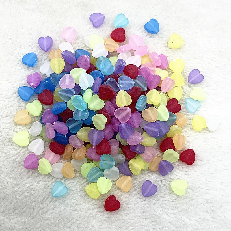 100pcs/lot 8mm AB Colour Heart Shape Acrylic Beads Loose Spacer Beads for Jewelry Makeing DIY Handmade Bracelet Accessories