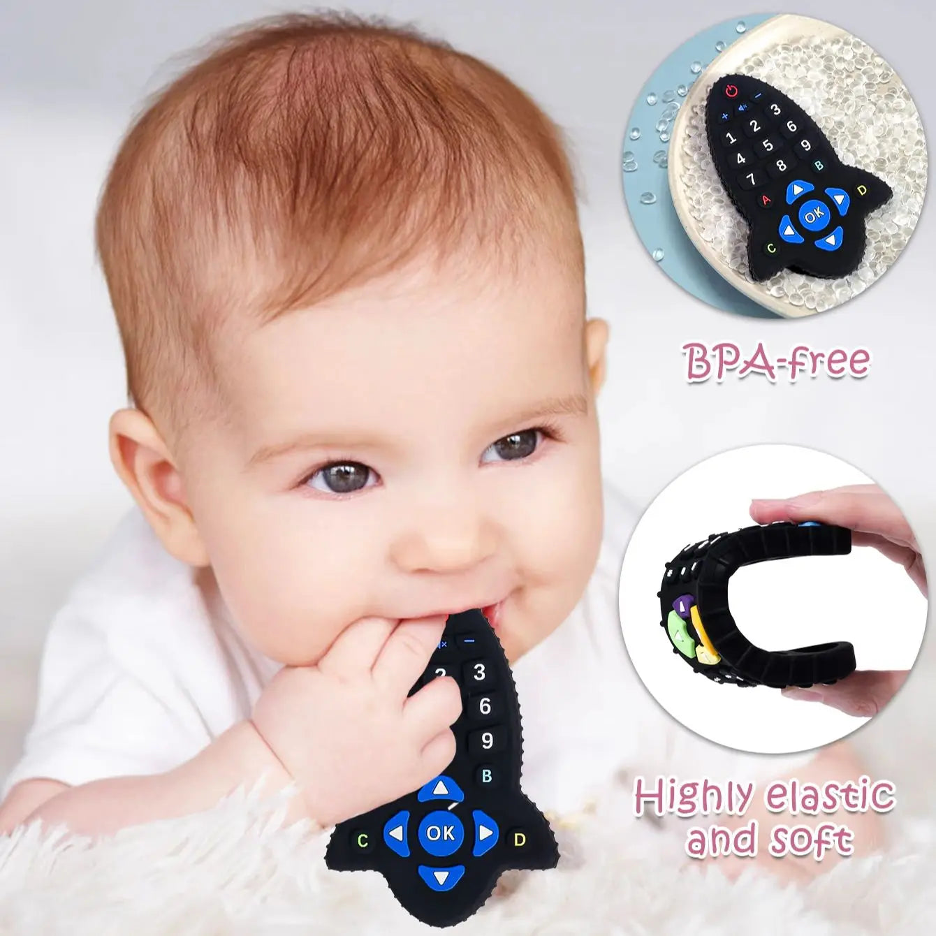 TYRY.HU Baby Silicone Teether Toys Remote Control Shape Teether Rodent Gum Pain Relief Teething Toy Kids Sensory Educational