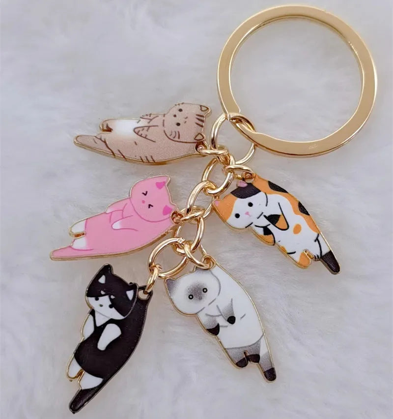 Cute keychain enamel color cat keychain animal gift ladies men handbag accessories car hanging DIY handmade jewelry