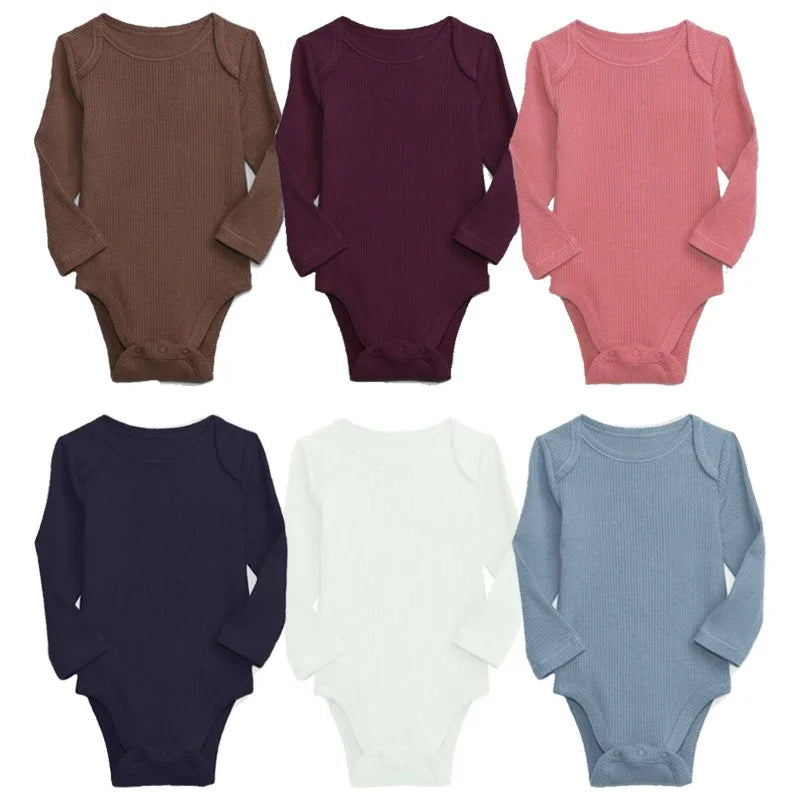 Newborn Infant Baby Boys Girls TinyRib Cotton Bodysuit Baby Playsuit Jumpsuit