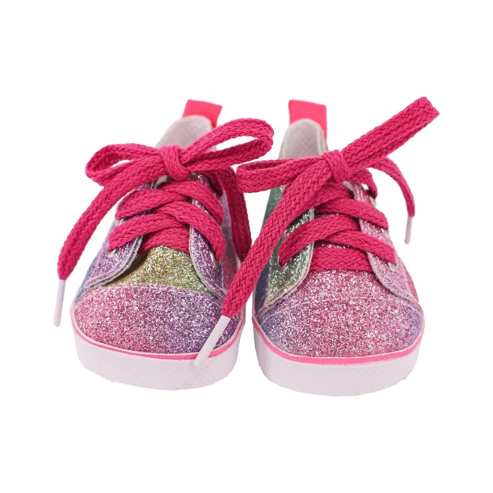 7Cm Doll Shoes Pink Bow Canvas Shoes Sneakers Fit 18 Inch American Doll&43cm Baby New Born Doll Clothes Girl`s Accessories