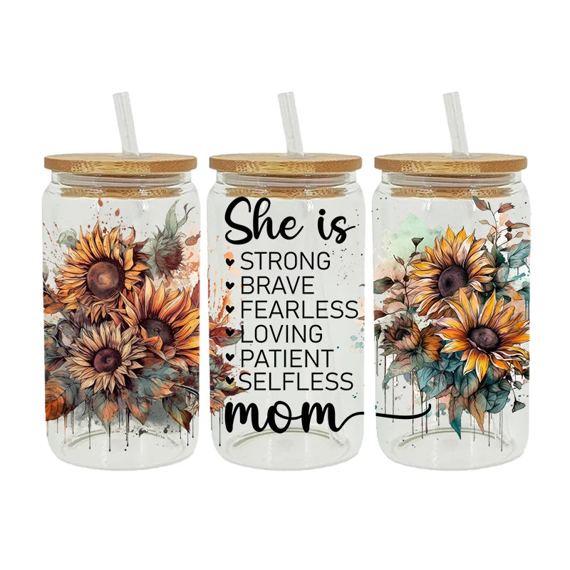 MOM MAMA Mather's Day Sticker UV DTF Cup Wrap Iron On Transfer For Glass Can Wraps 16oz Libbey D2727
