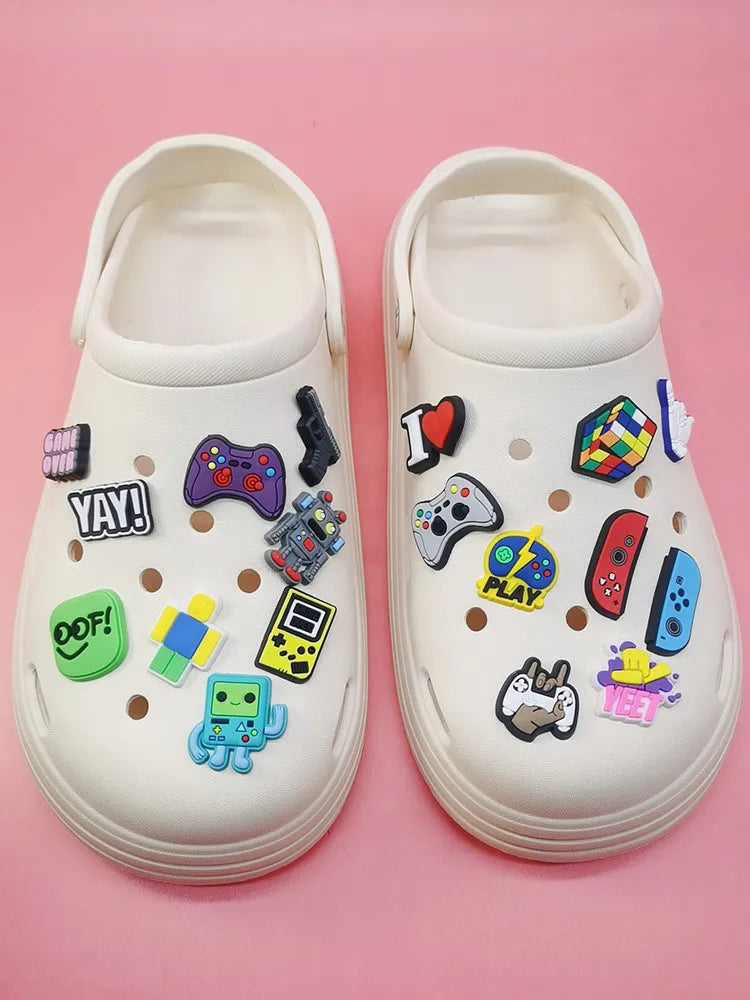 Game Style Shoe Charms Funny Pattern Buckle Accessories Croc Clogs Charm Decor Adult Children Gifts Halloween Party Decorations