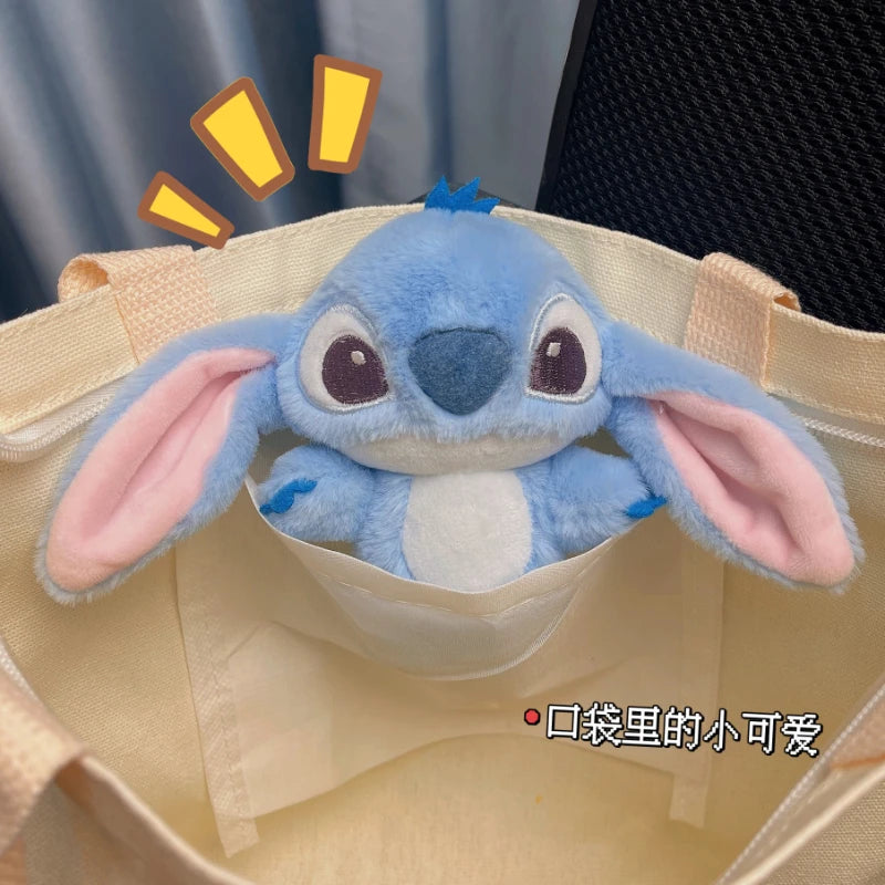 Disney 12cm Stitch and Angel Doll Bag Pendant Cartoon Anime Lilo & Stitch Plushies Keychains Birthday Gifts For Girl