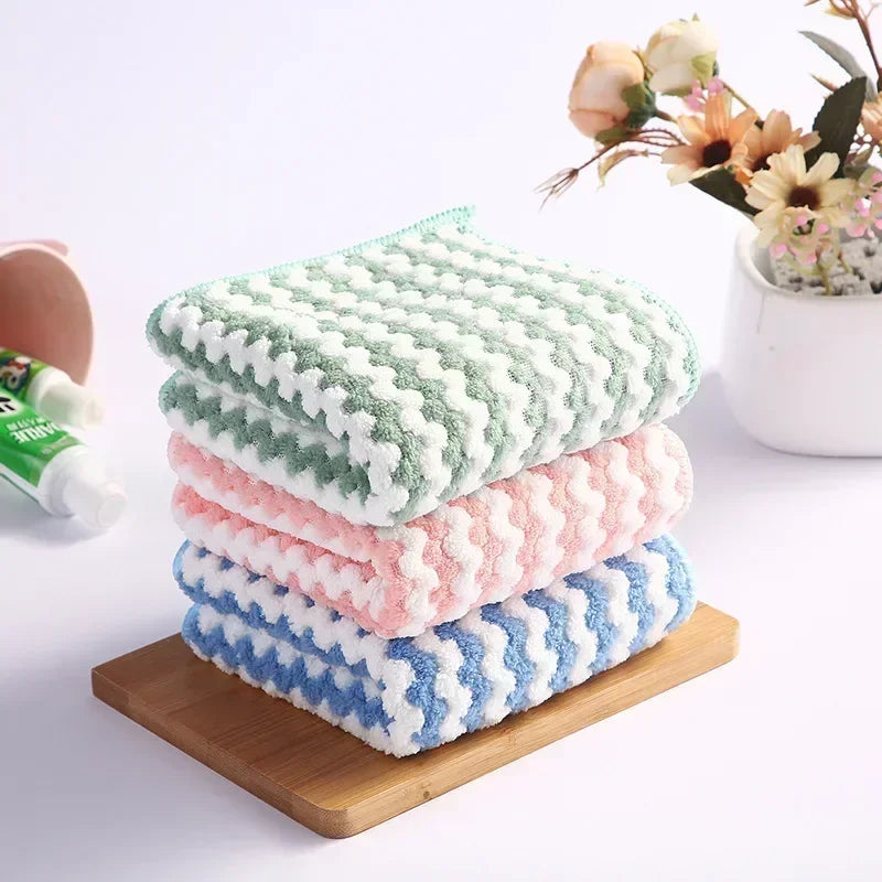 4pcs Coral Fleece Dishcloth Microfiber Towel Super Absorbent Washing Pad Bath Towels for the Body Wet and Dry Sauna Dish Towel