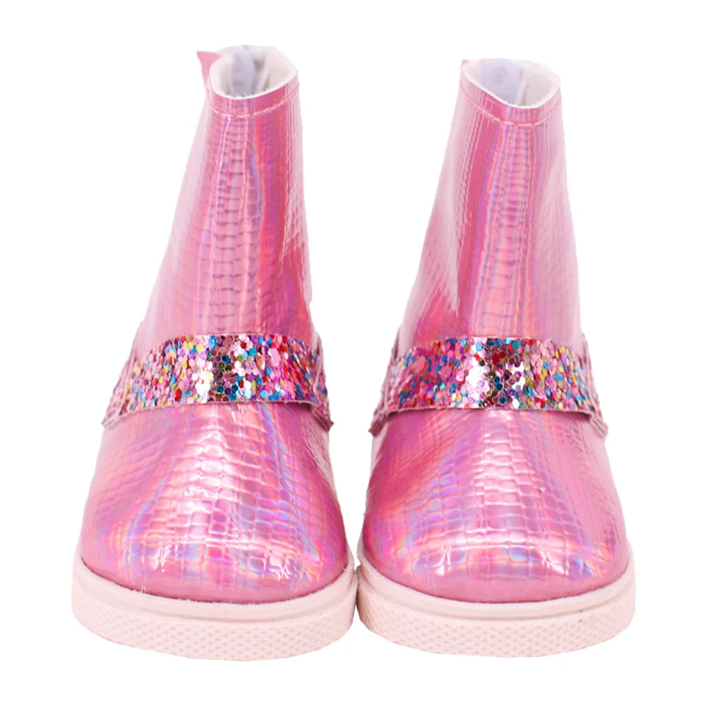 7Cm Doll Shoes Pink Bow Canvas Shoes Sneakers Fit 18 Inch American Doll&43cm Baby New Born Doll Clothes Girl`s Accessories