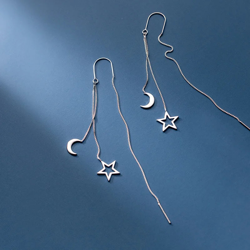 Fashion korean Earrings for Women Chain Ear Line Tassel Drop Earrings Retro Silver Color Hanging Earrings 2022 trend Jewelry