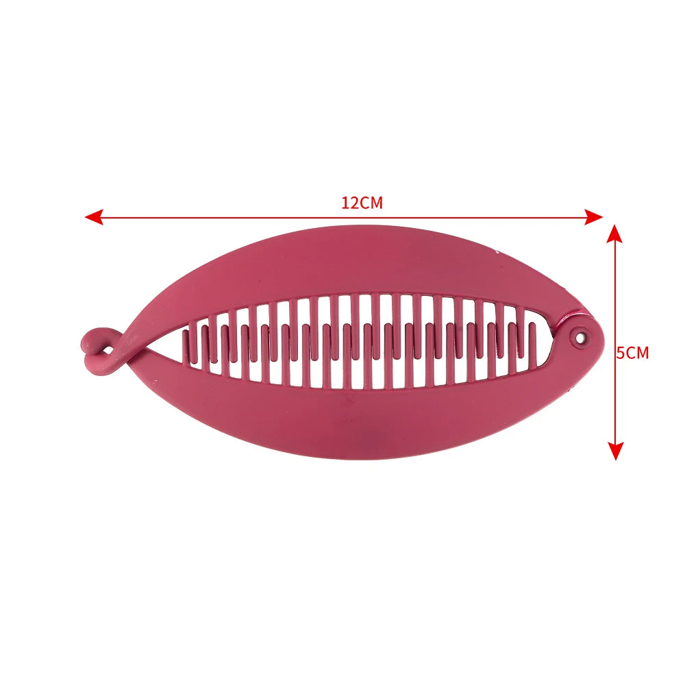 AWAYTR Frosted Fish Shaped Hairpin Ponytail Banana Clip Headband for Women Simple Solid Acrylic Twist Clamp Barrettes Headwear