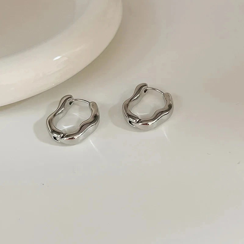 Stainless Steel Smooth Metal Hoop Earrings For Woman Girl Elegent Luxury Korean Jewelry Temperament Girl's Daily Wear earrings