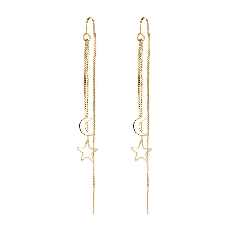 Fashion korean Earrings for Women Chain Ear Line Tassel Drop Earrings Retro Silver Color Hanging Earrings 2022 trend Jewelry