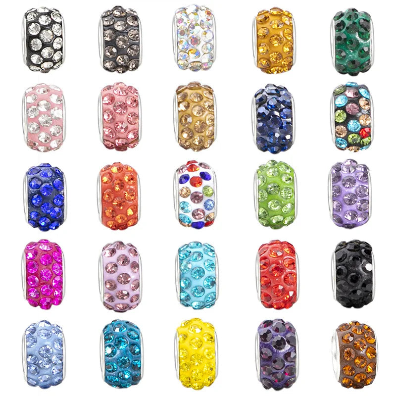 Yanqi 20PCS/Lot Big Hole Round Rhinestone Crystal Glass Beads Loose Spacer Beads For DIY Jewelry Making Bracelet Necklace Murano