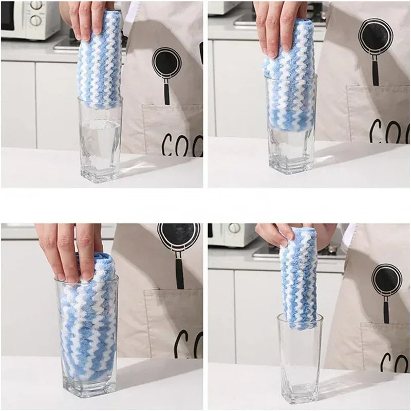 4pcs Coral Fleece Dishcloth Microfiber Towel Super Absorbent Washing Pad Bath Towels for the Body Wet and Dry Sauna Dish Towel