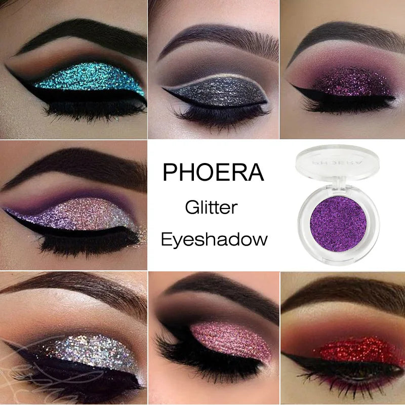 PHOERA 8 Colors Glitter Eye Shadow Palatte Matte Eyeshadow Makeup Waterproof Bicolor Shimmer Cosmetics Beauty Makeup Tool