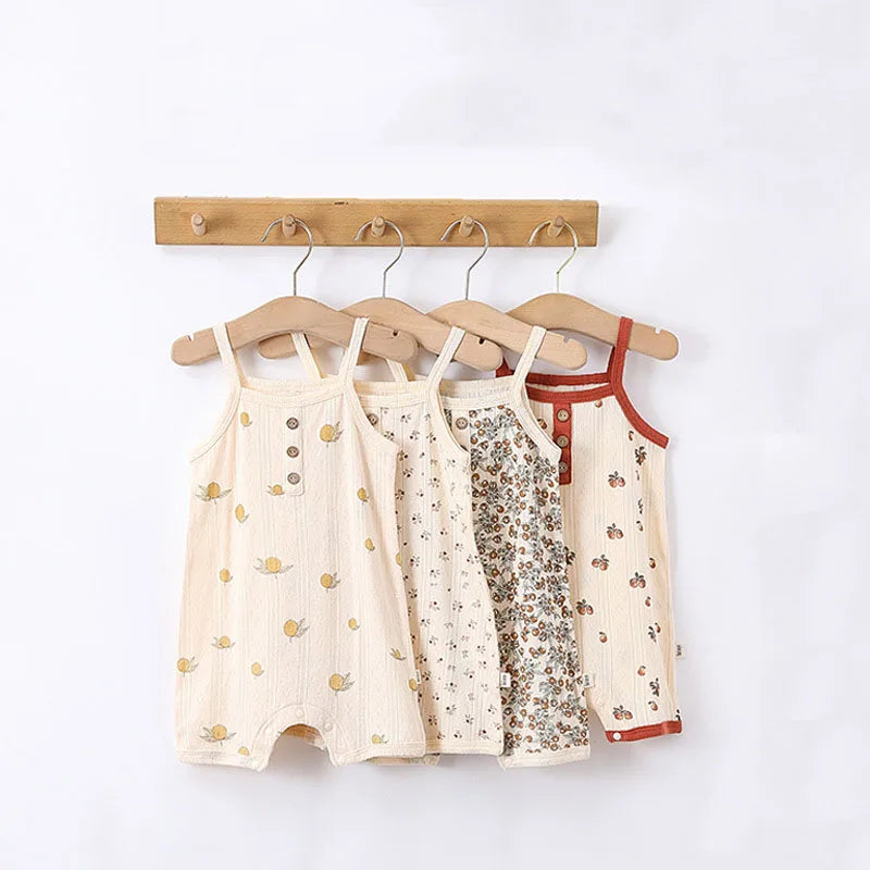 0-24M Newborn Kid Baby Boys Girls Clothes Summer Cotton Baby Romper Sleeveless Jumpsuit Cute Sweet New Born Outfit